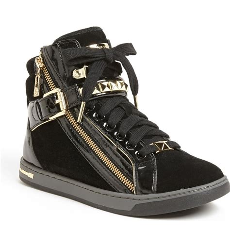 michael kors glam studded high top sneakers|Michael Kors black wedge sneakers.